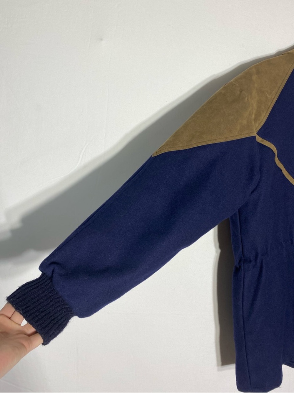Vintage Cripple Creek Navy Wool Blend Chore Coat W Ultrasuede Trim Western L - Picture 13 of 16